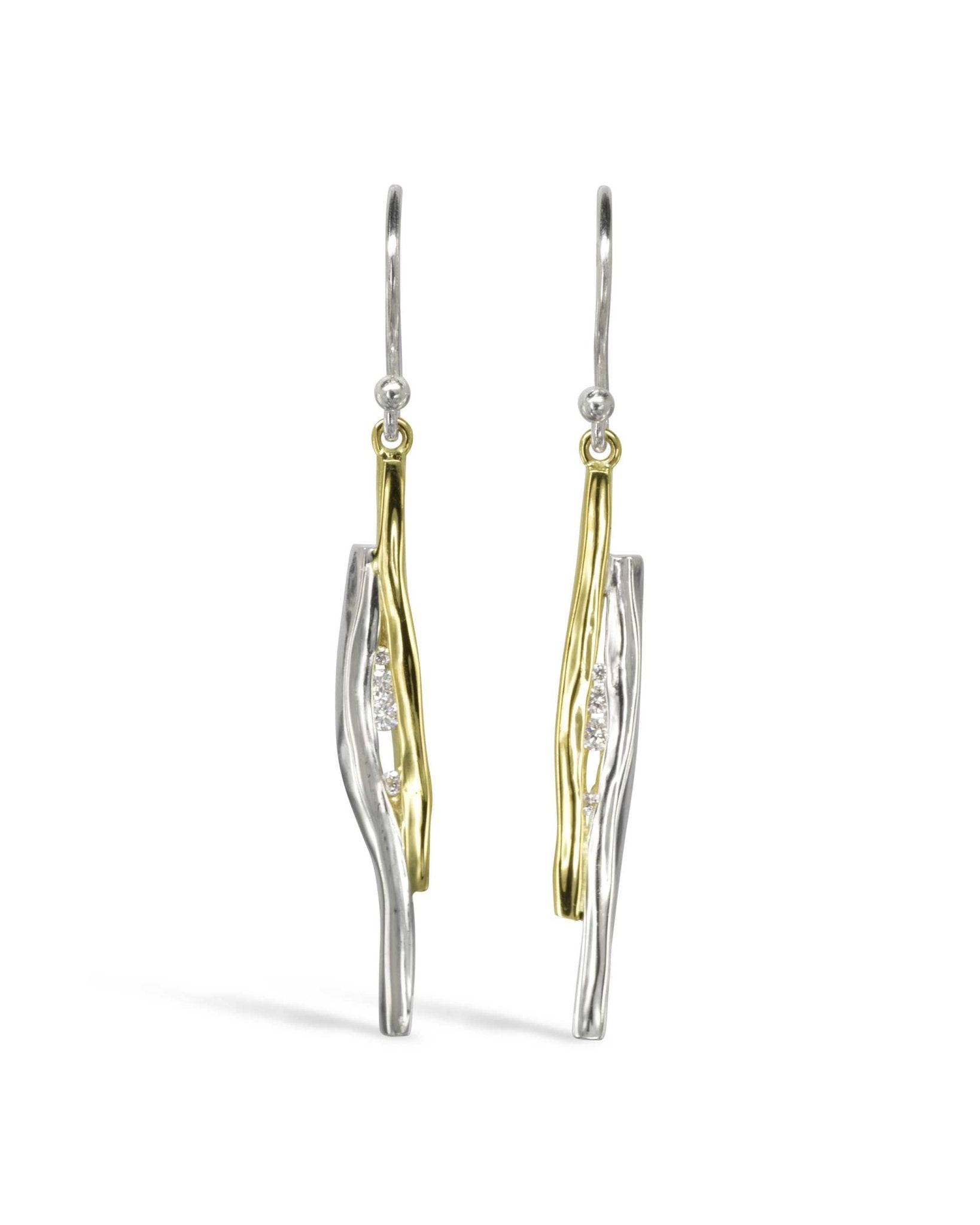 Trap Gold and Silver Diamond Drop Earrings Earrings Pruden and Smith