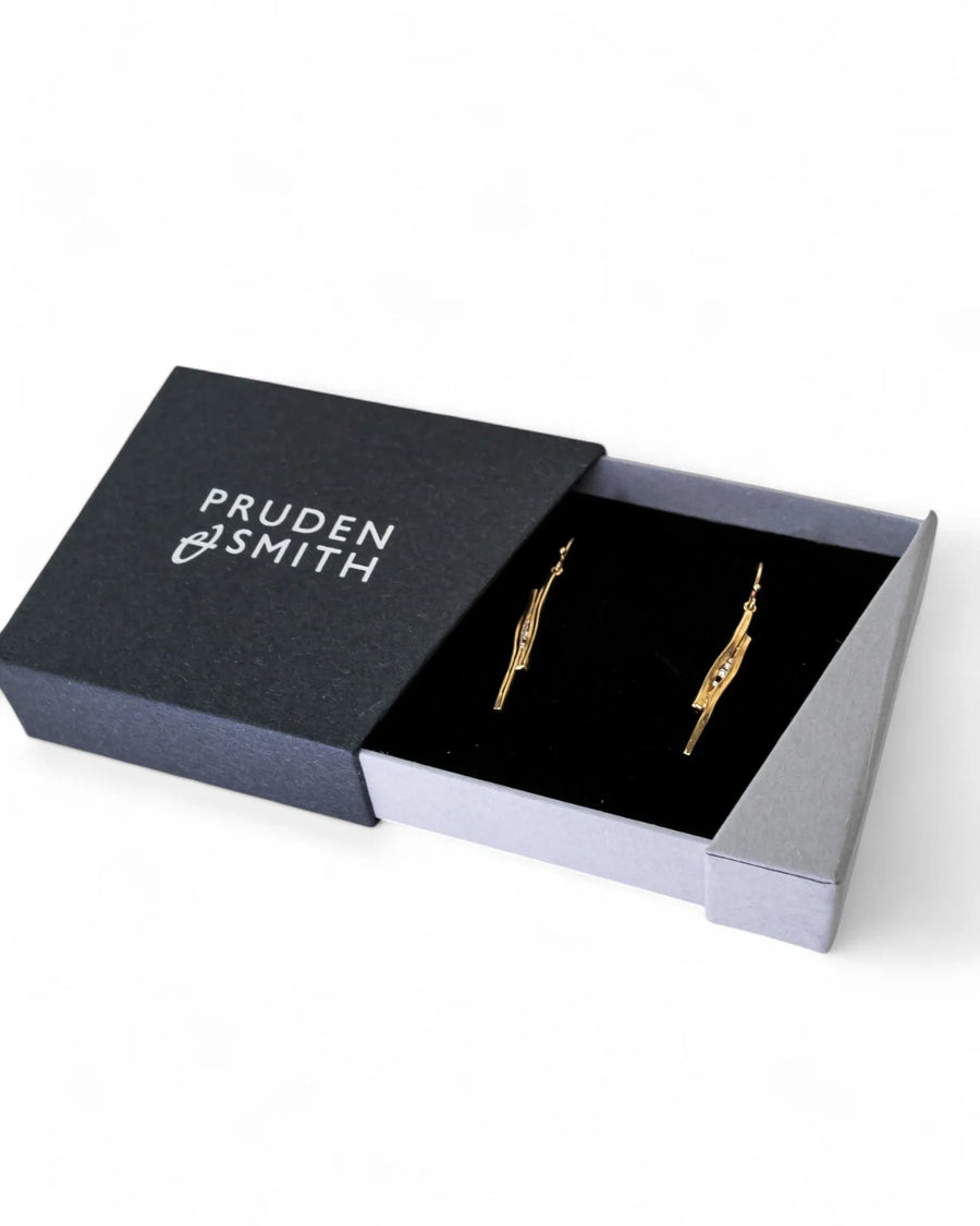 Trap Gold Diamond Drop Earrings Earrings Pruden and Smith
