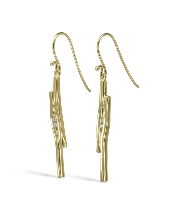 Trap Gold Diamond Drop Earrings Earrings Pruden and Smith