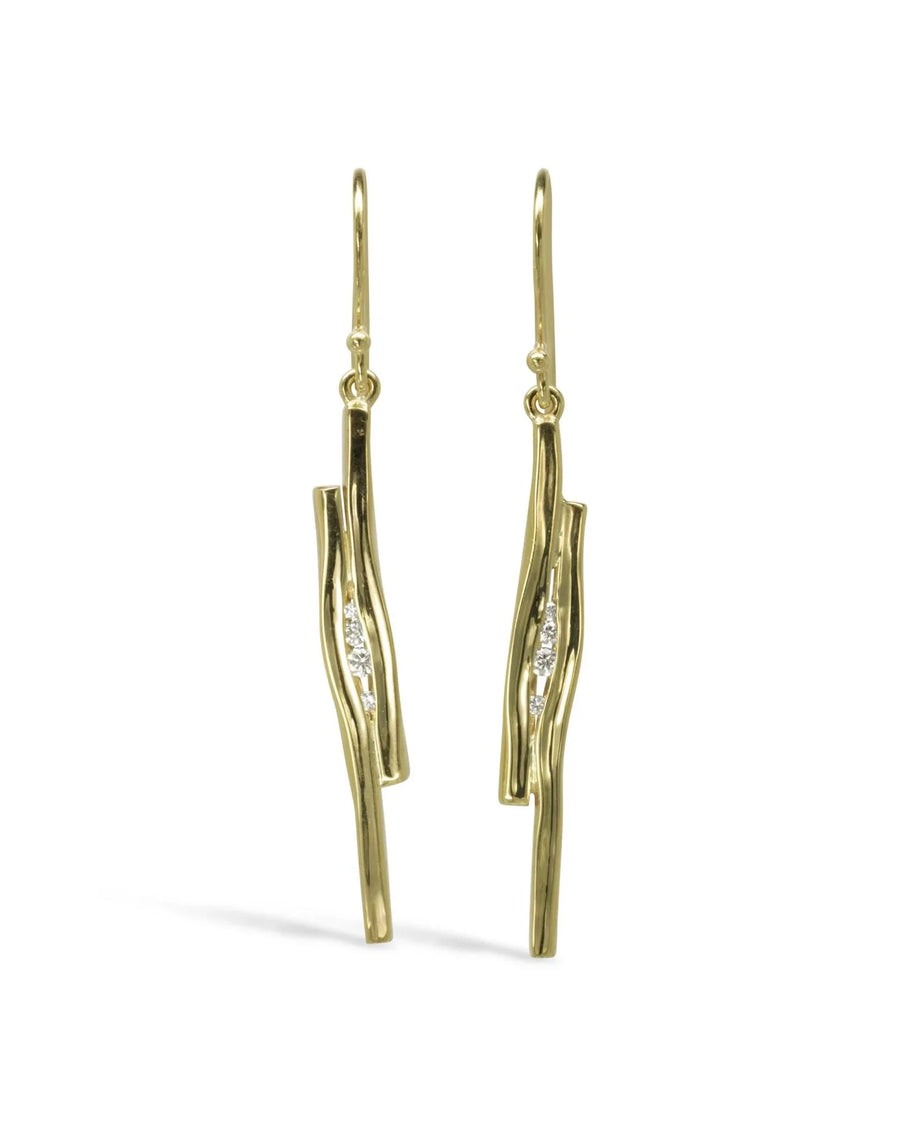 Trap Gold Diamond Drop Earrings Earrings Pruden and Smith