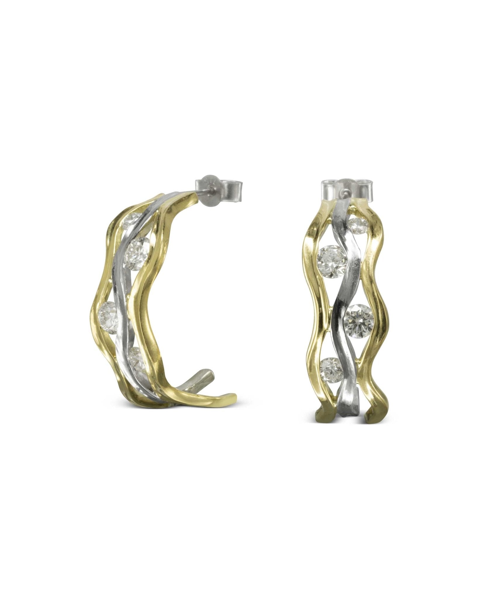 Trap Gold Diamond Hoop Earrings Earrings Pruden and Smith