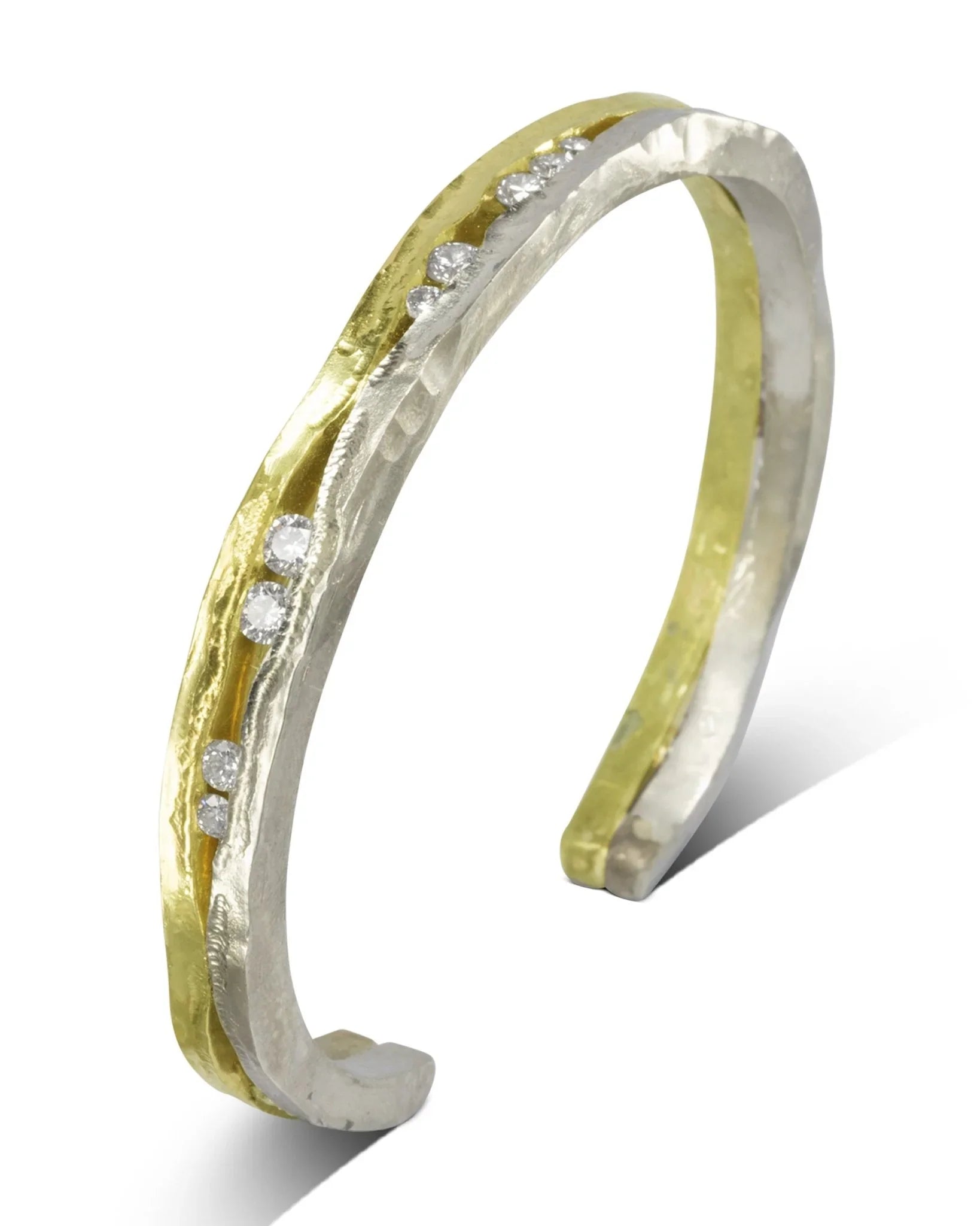 Trap Mixed Gold Large Diamond Bangle Bangle Pruden and Smith