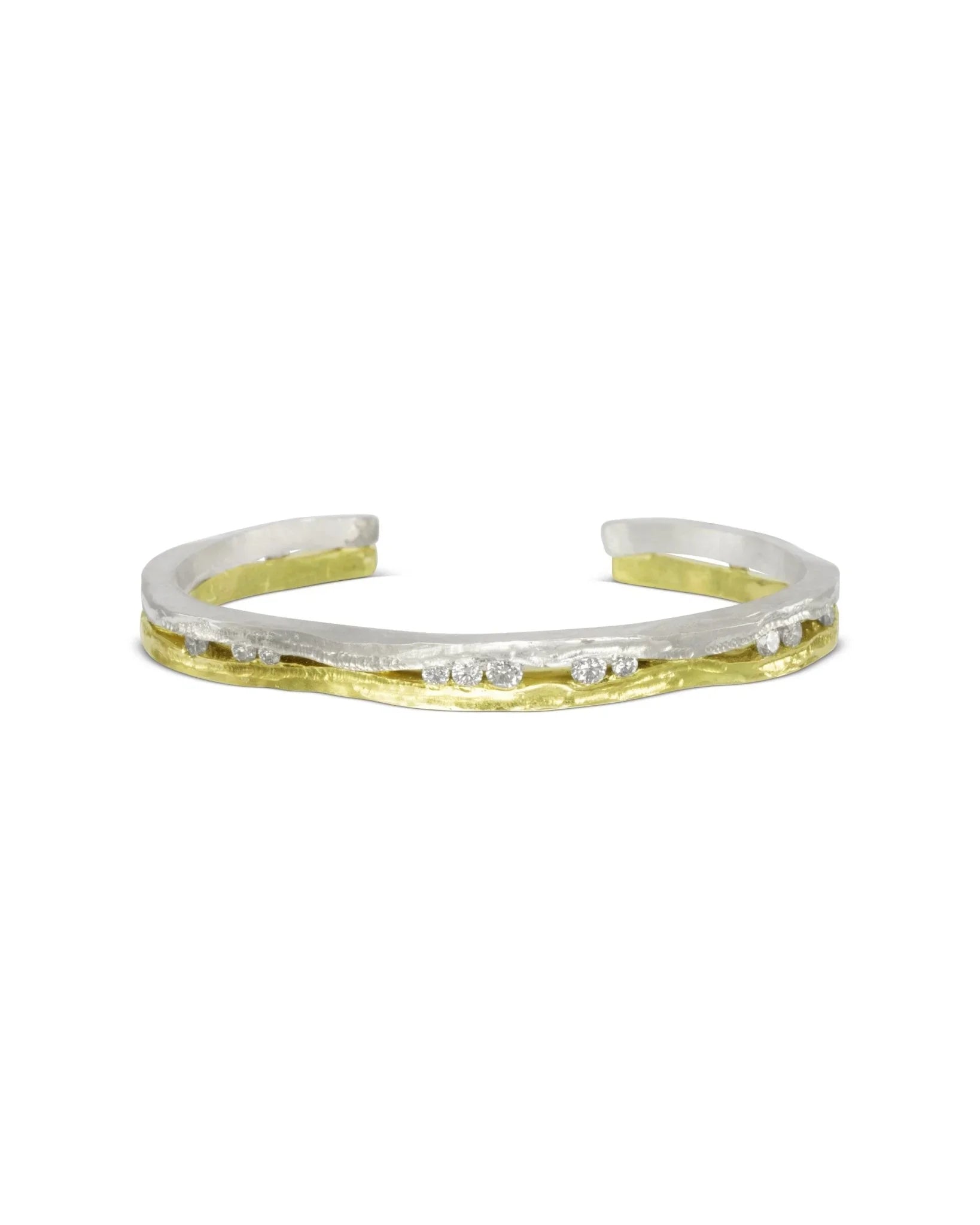 Trap Mixed Gold Large Diamond Bangle Bangle Pruden and Smith