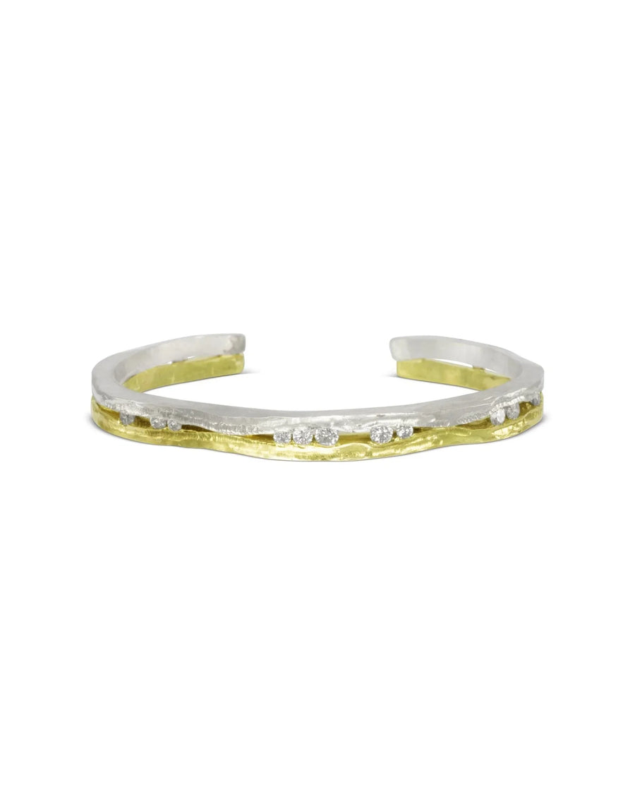 Trap Mixed Gold Large Diamond Bangle Bangle Pruden and Smith