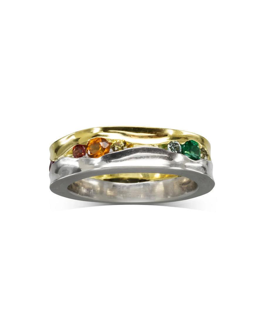 Trap Mixed Metal Multi-Colour Sapphire Ring Pruden and Smith