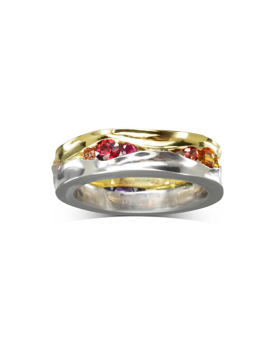Trap Mixed Metal Multi-Colour Sapphire Ring Pruden and Smith