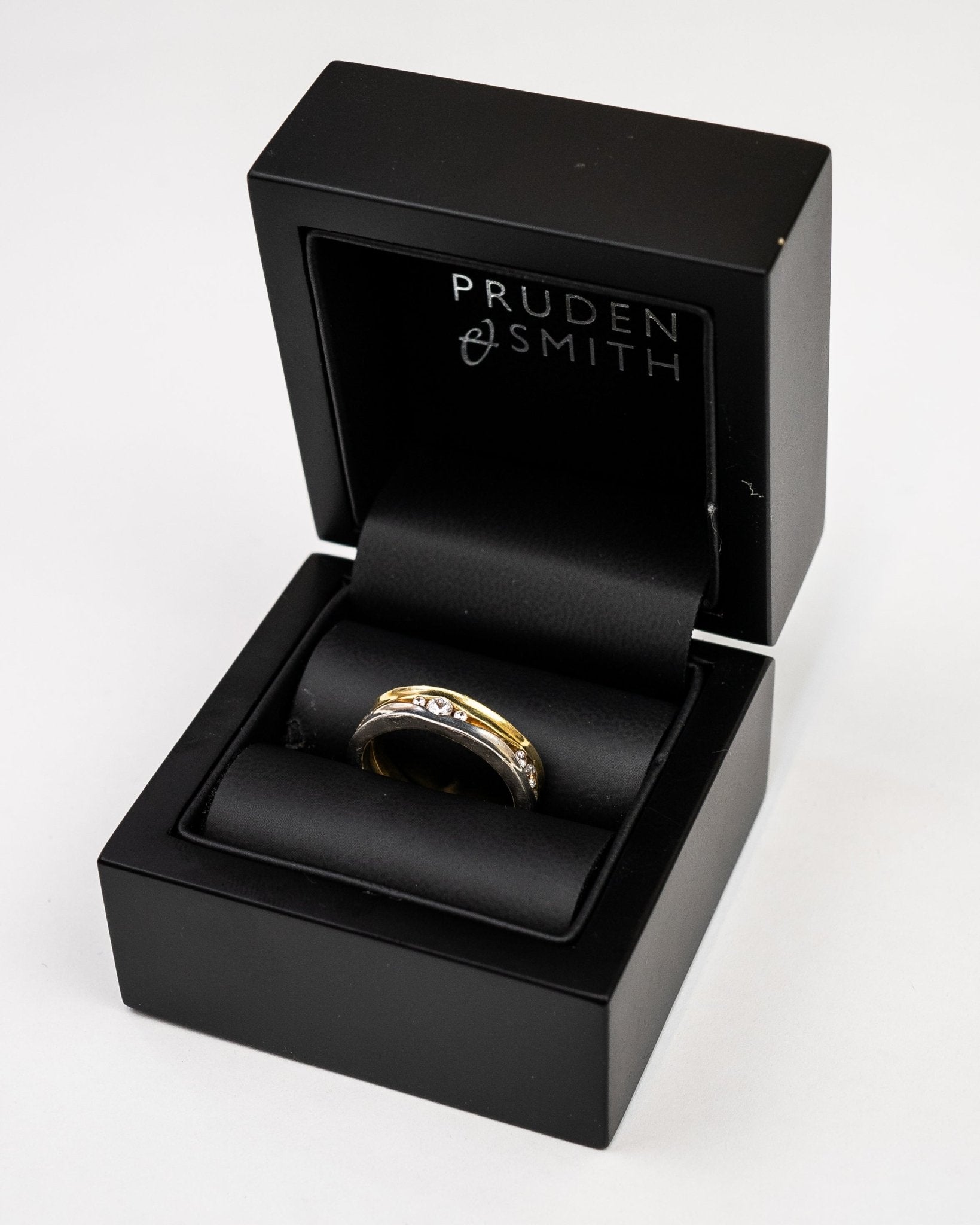 Trap Pink Sapphire Side Hammered Eternity Ring Ring Pruden and Smith