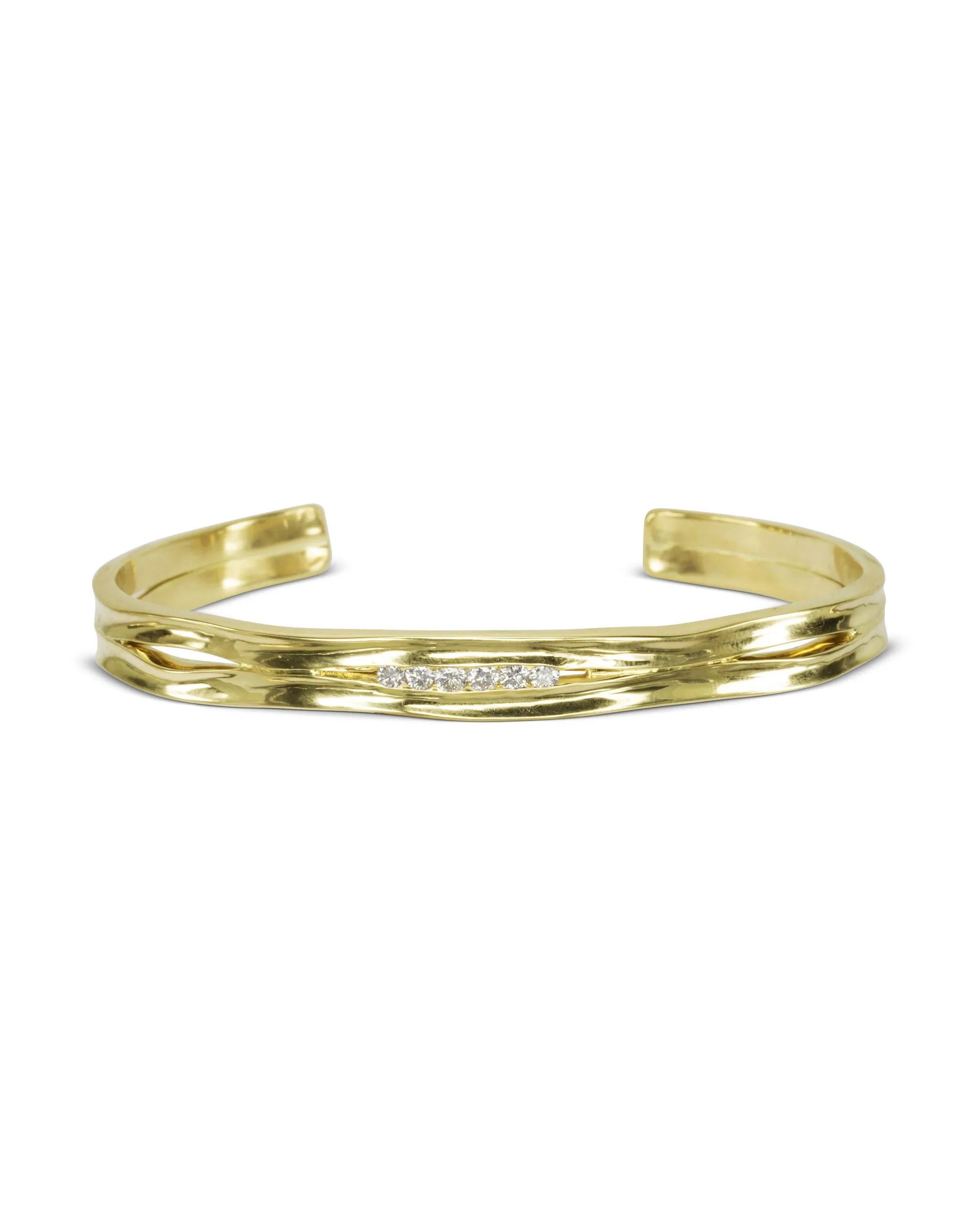 Trap Solid Gold Diamond Row Bangle Pruden and Smith
