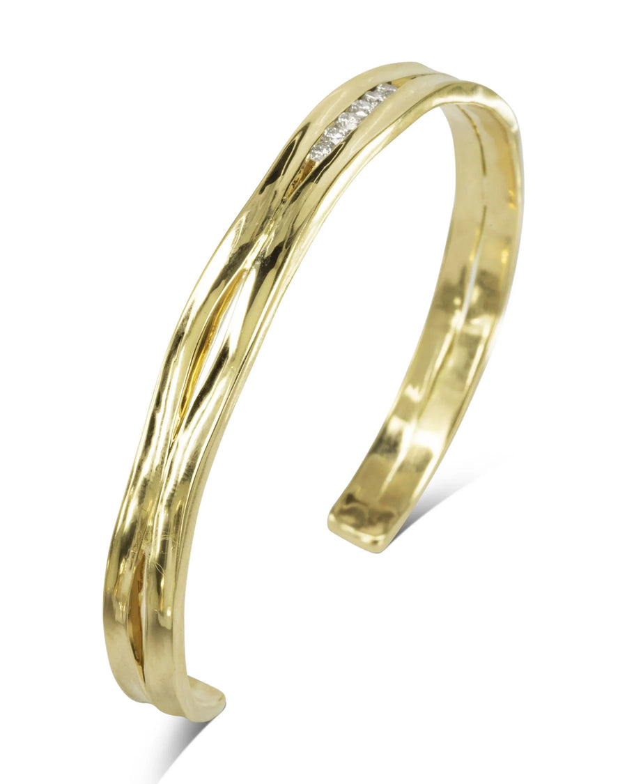 Trap Solid Gold Diamond Row Bangle Pruden and Smith