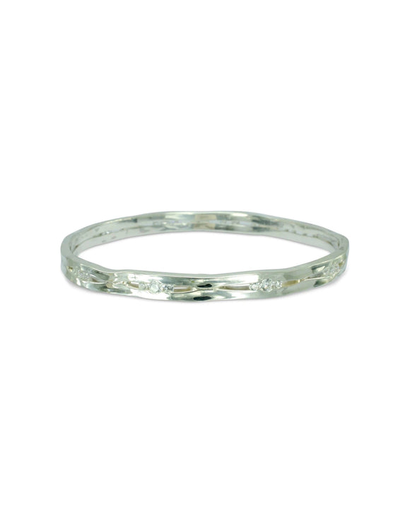 Trap Solid Silver and Diamond Bangle Bangle Pruden and Smith
