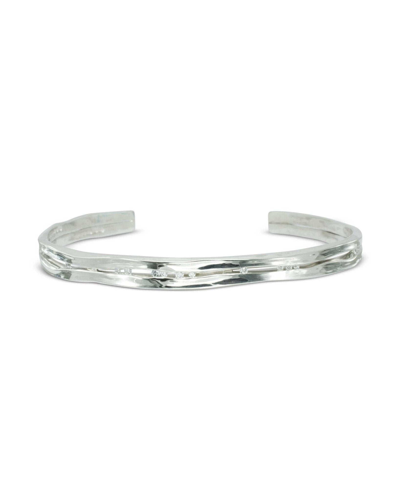 Trap Solid White Gold Diamond Bangle Bangle Pruden and Smith