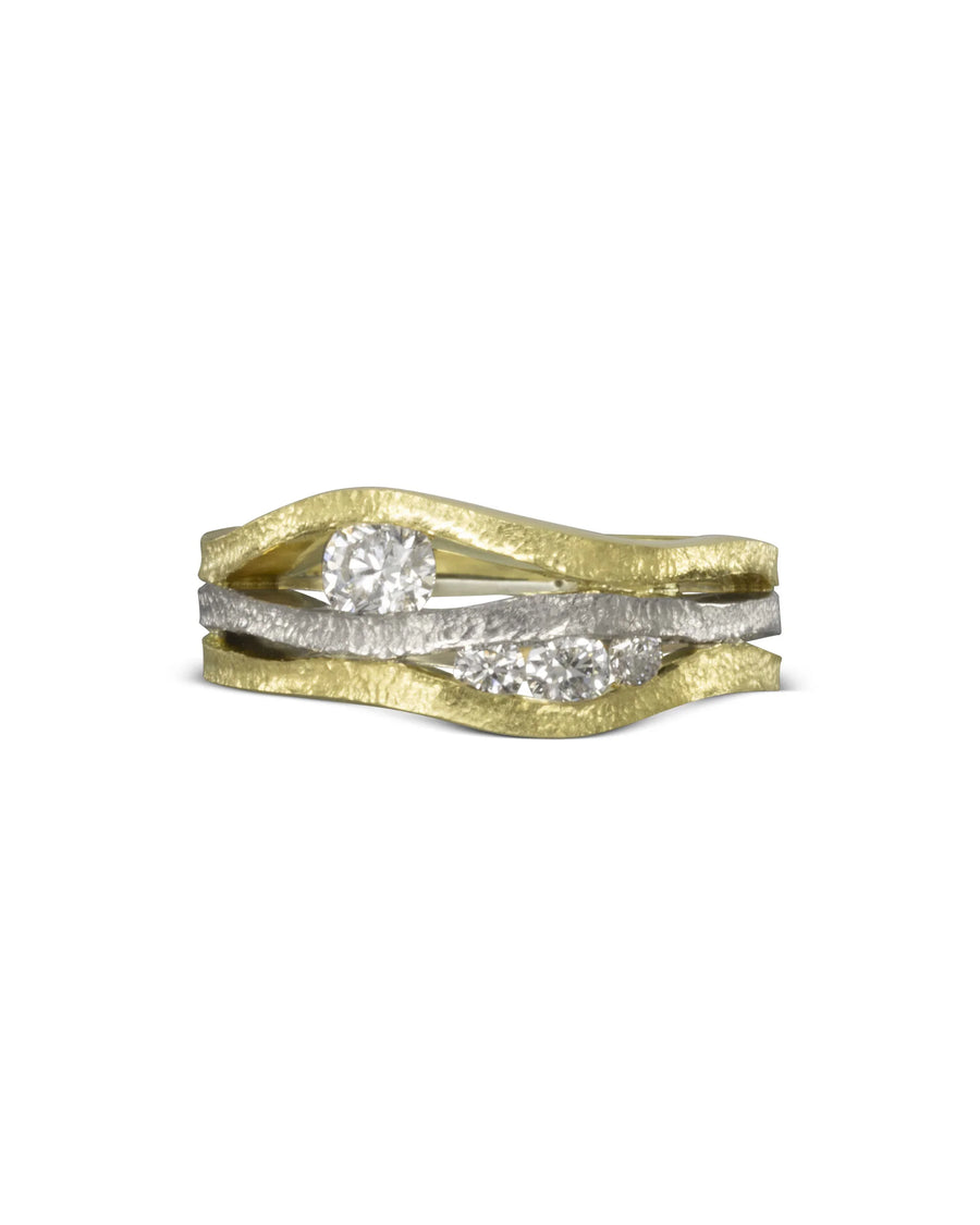 Trap Textured Three Band Diamond Ring Pruden and Smith