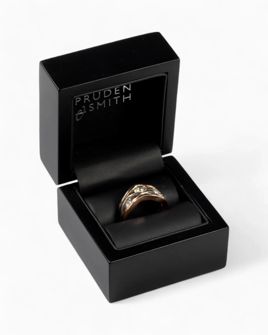 Trap Textured Three Band Diamond Ring Ring Pruden and Smith