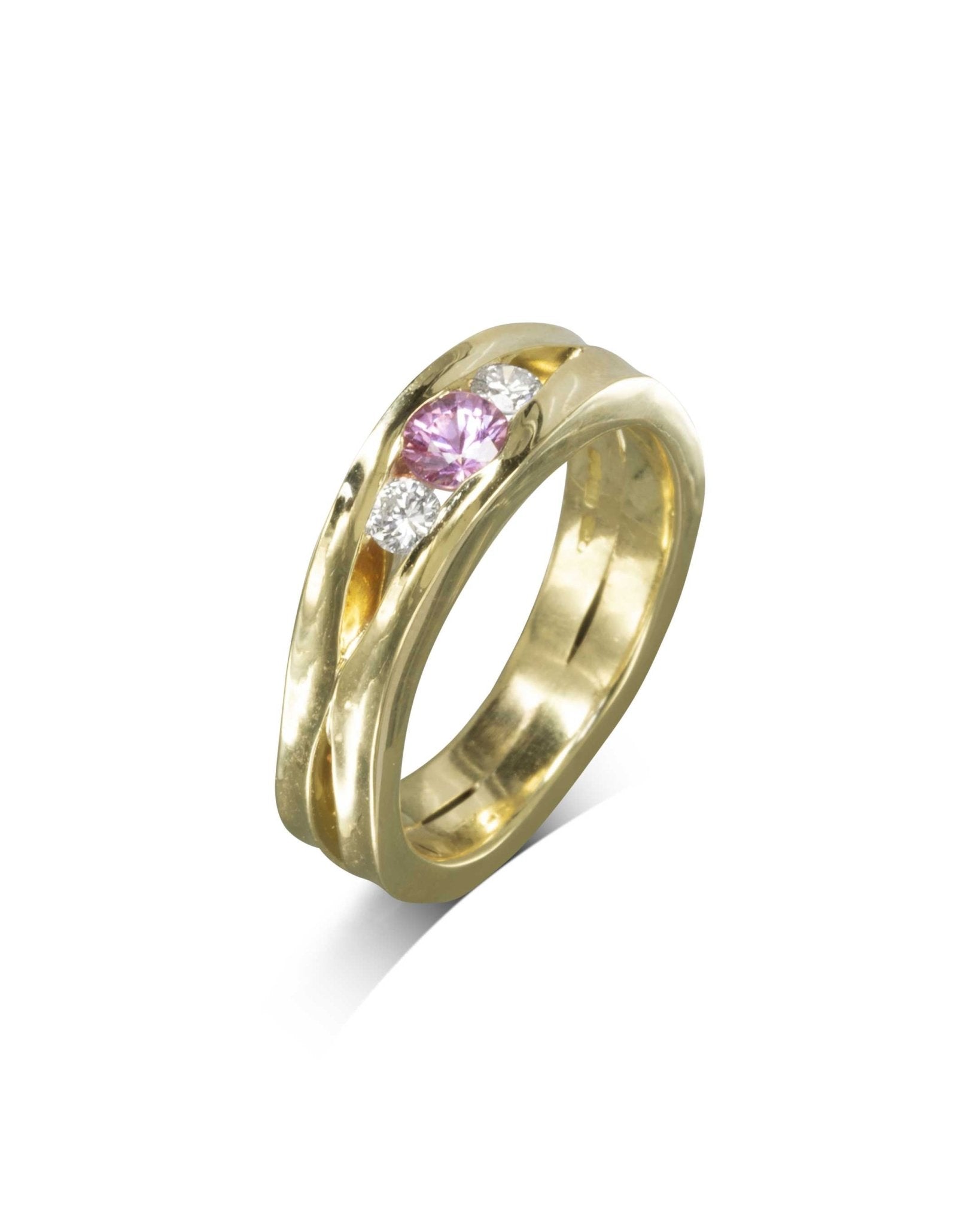 Trap Trilogy Sapphire Diamond Engagement Ring Ring Pruden and Smith