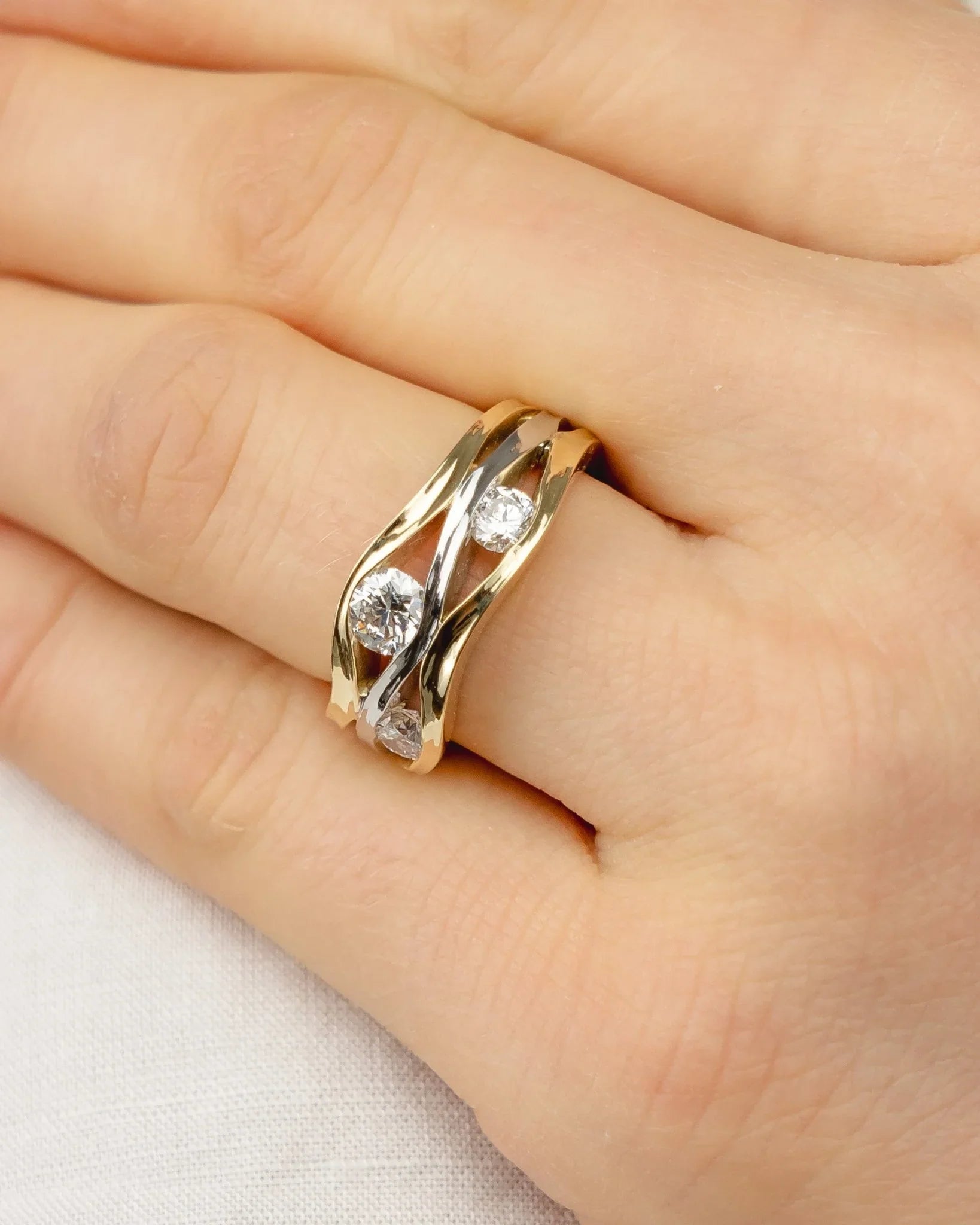 Trap Two Colour Three Diamond Ring Ring Pruden and Smith