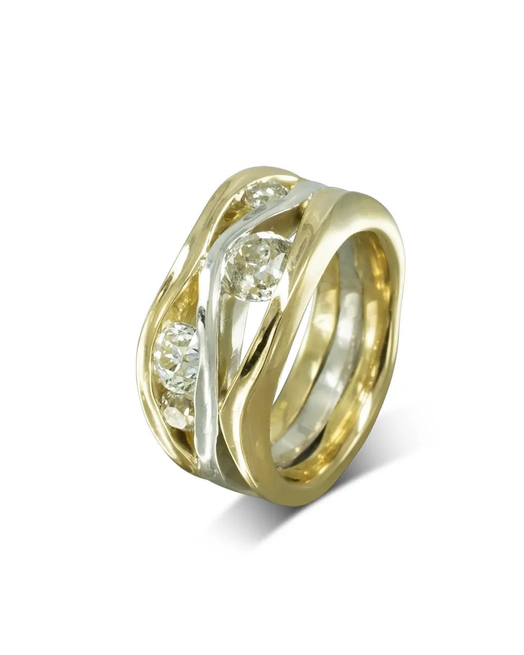 Trap Two Colour Three Diamond Ring Ring Pruden and Smith