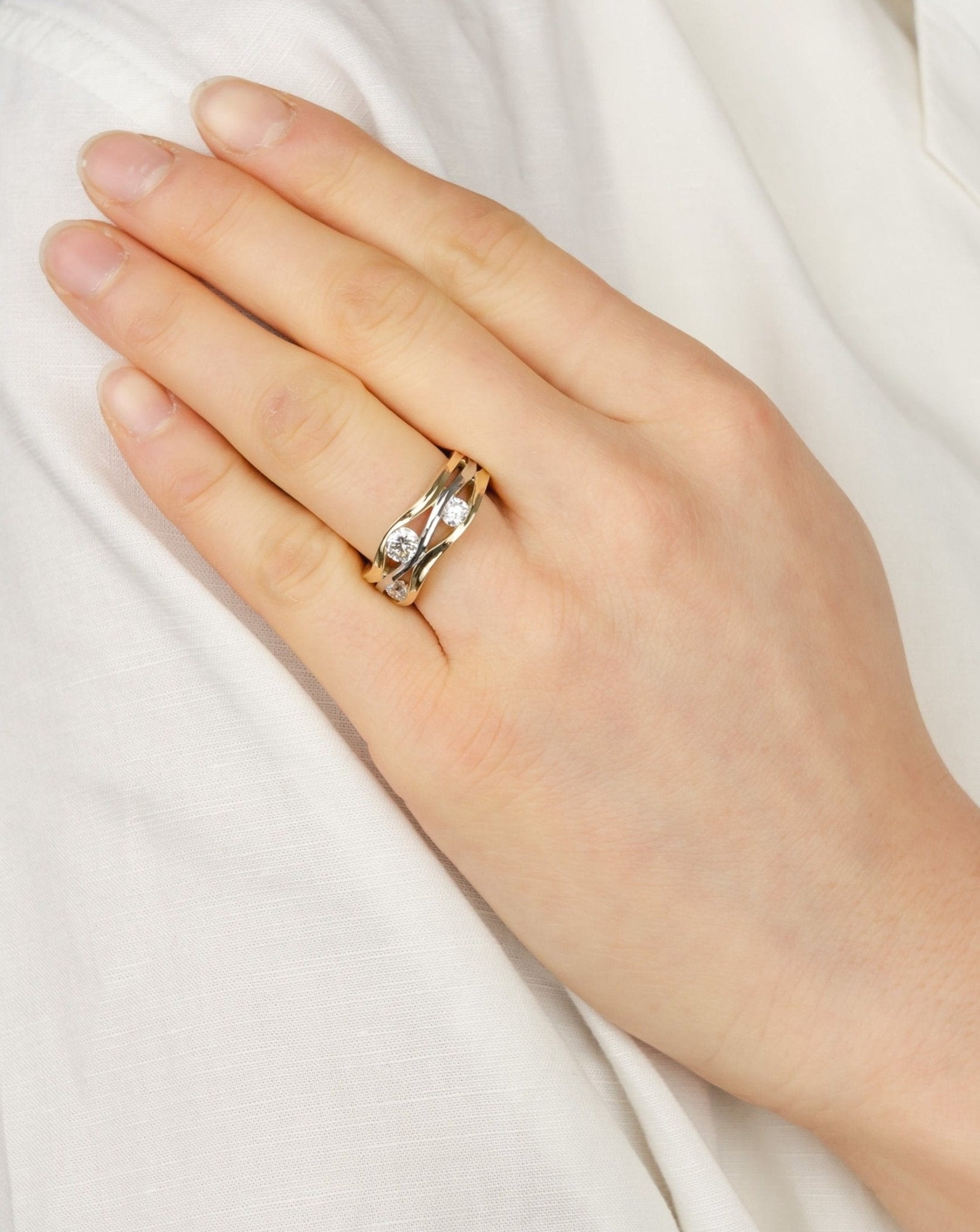 Trap Two Colour Three Diamond Ring Ring Pruden and Smith