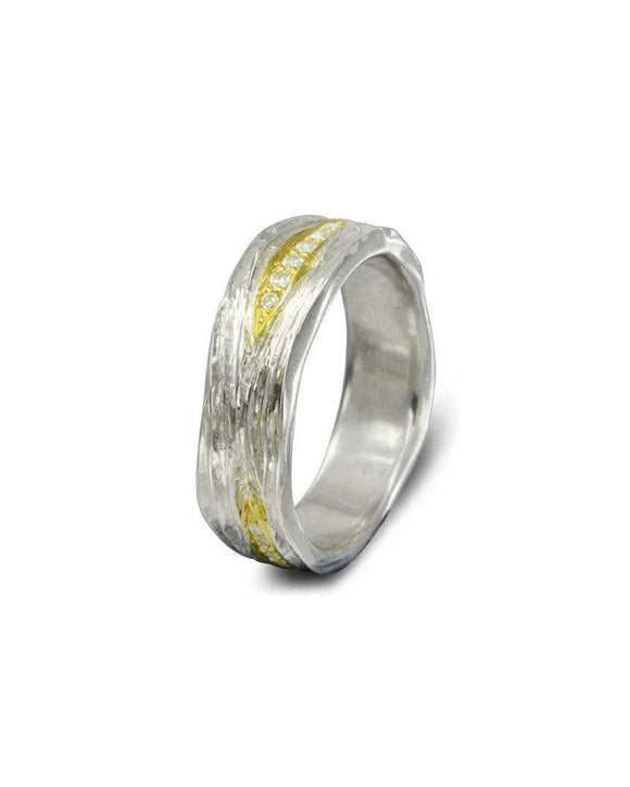 Trap Wide Carved Two Colour Diamond Ring Ring Pruden and Smith