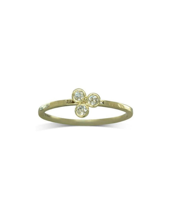 Trefoil 9ct Gold Diamond Ring Ring Pruden and Smith 9ct Yellow Gold