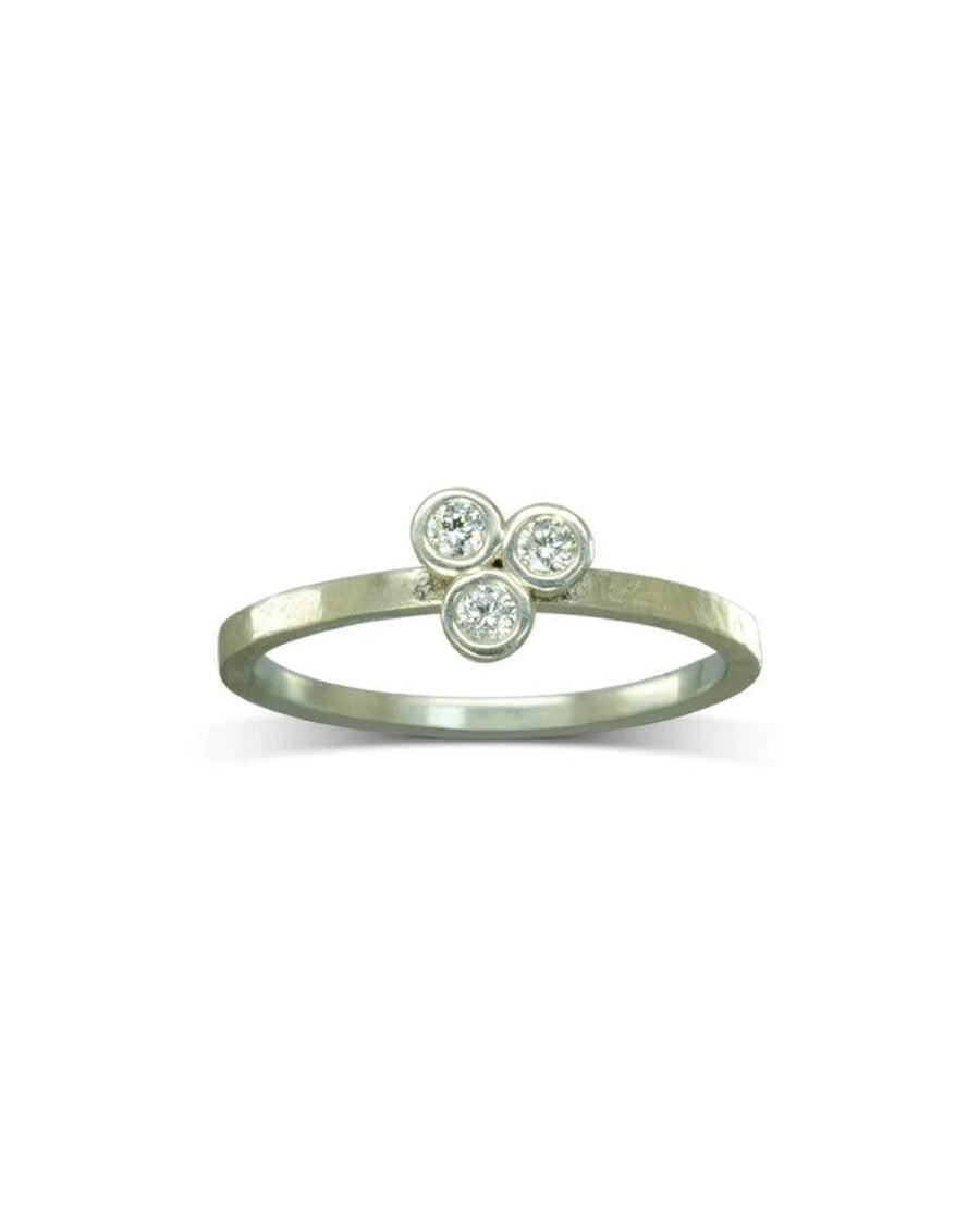 Trefoil 9ct Gold Diamond Ring Ring Pruden and Smith 9ct White Gold