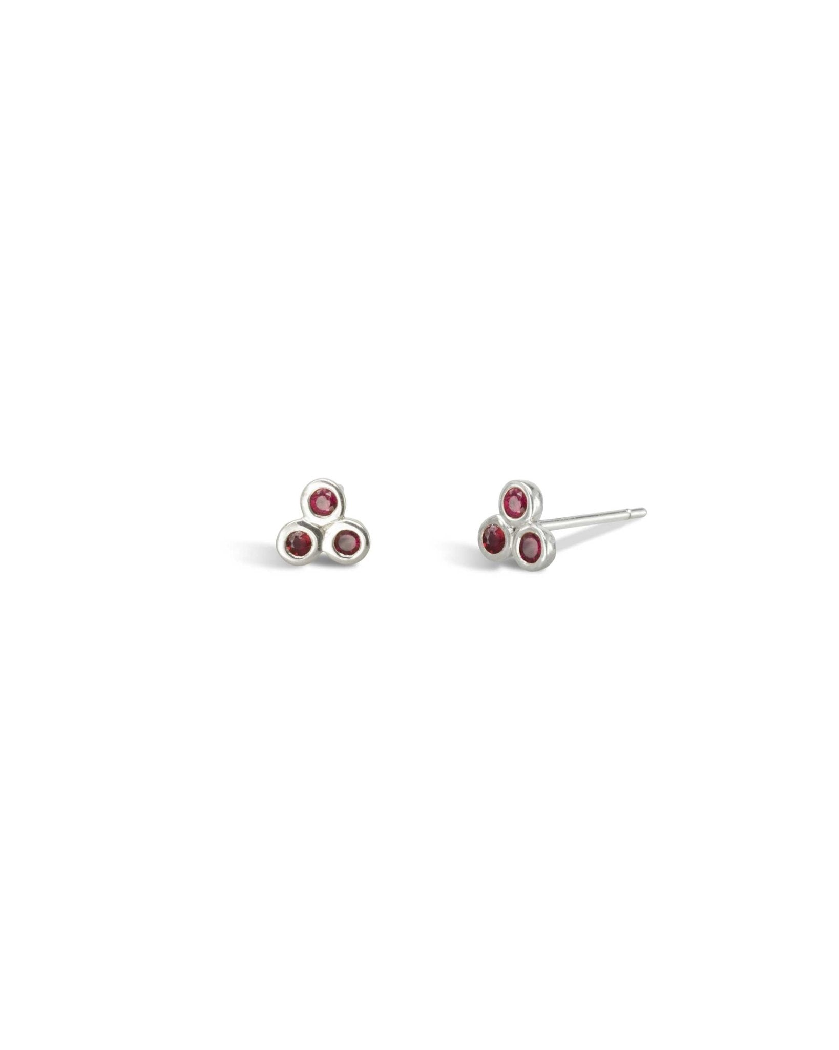 Trefoil 9ct Gold Gemstone Stud Earrings Earrings Pruden and Smith 9ct White Gold Ruby