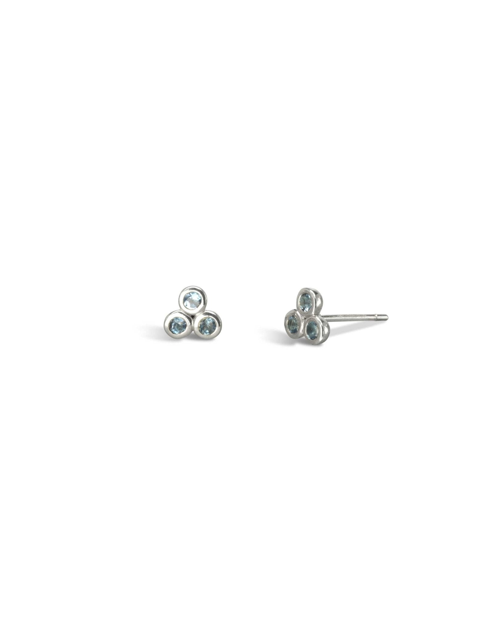 Trefoil 9ct Gold Gemstone Stud Earrings Earrings Pruden and Smith 9ct White Gold Aquamarine