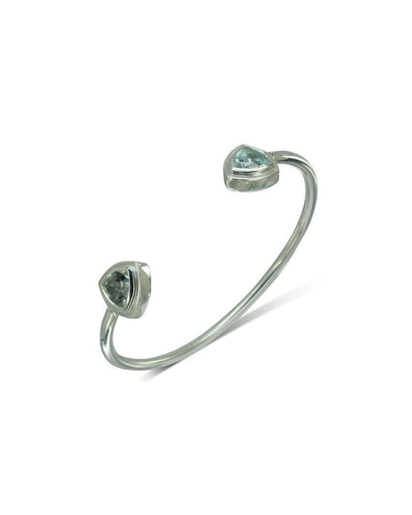 Trefoil Aquamarine Solid Silver Cuff Bangle Bangle Pruden and Smith