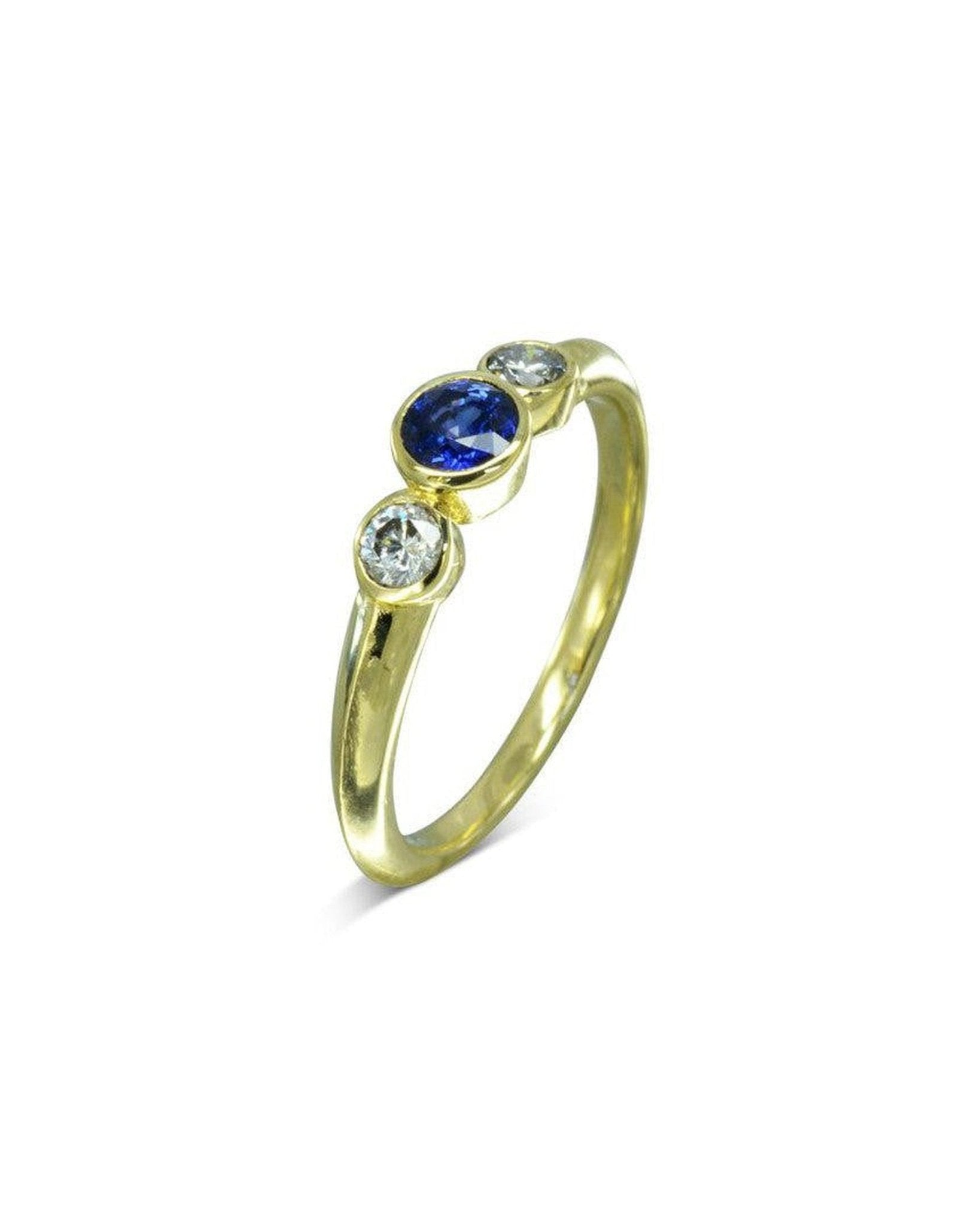Trilogy Sapphire Gold Engagement Ring Ring Pruden and Smith