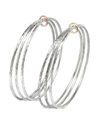 Triple Silver Bangle With Gold Ring Bangle Pruden and Smith Small (60mmID) 9ct Yellow Gold 