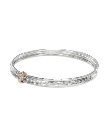 Triple Silver Bangle With Gold Ring Bangle Pruden and Smith   