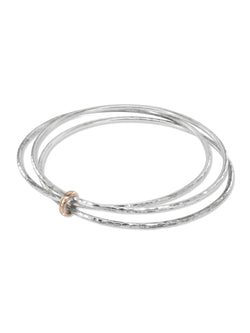 Triple Silver Bangle With Gold Ring Bangle Pruden and Smith   