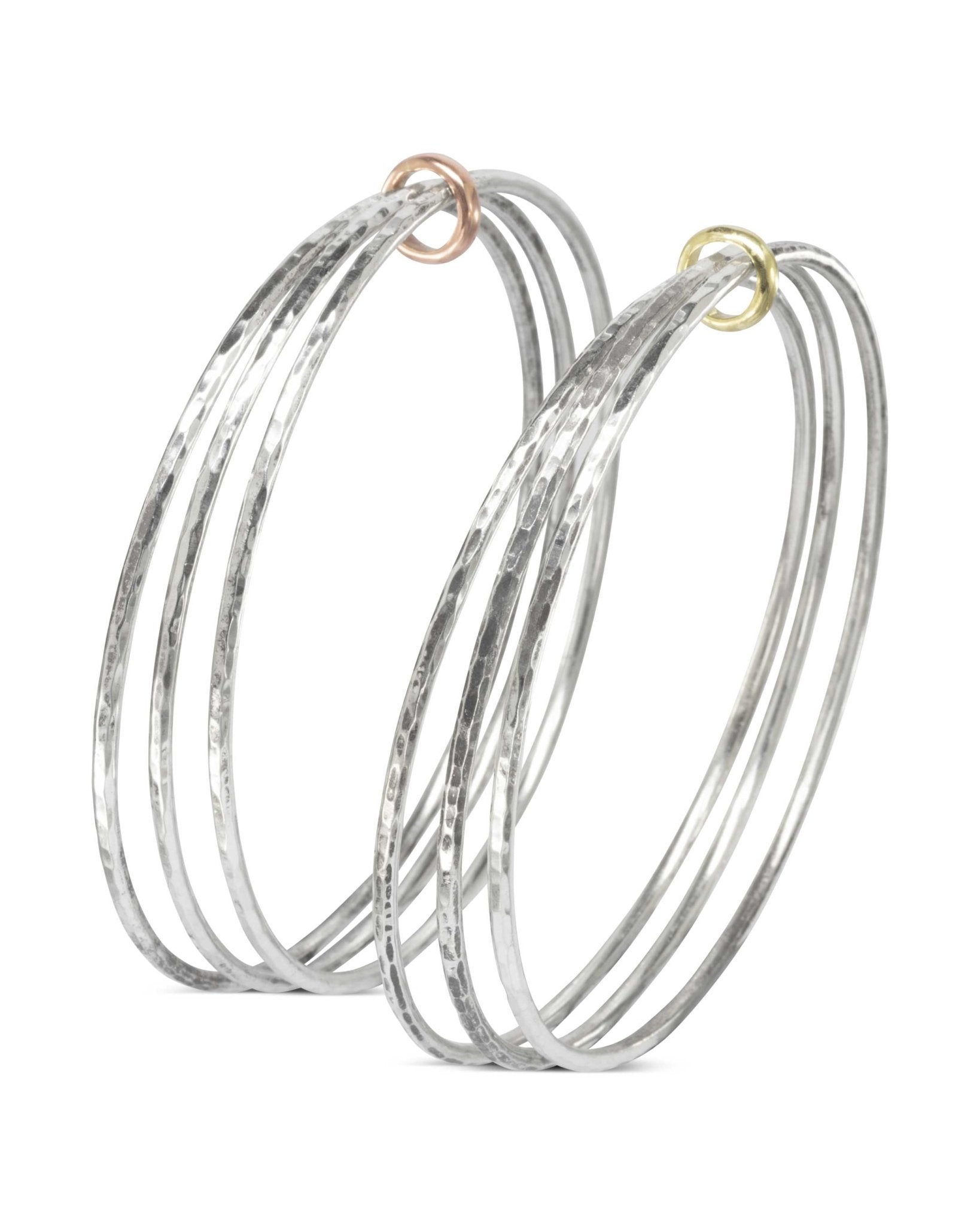 Triple Silver Bangle With Gold Ring Bangle Pruden and Smith
