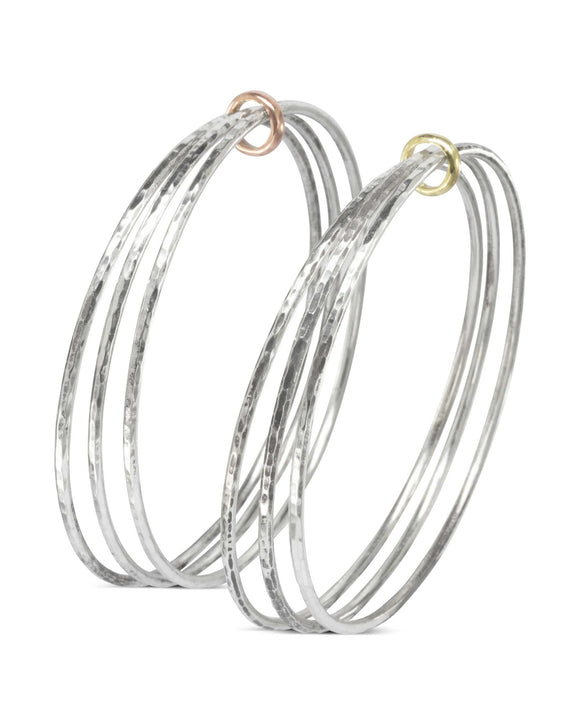 Triple Silver Bangle With Gold Ring Bangle Pruden and Smith