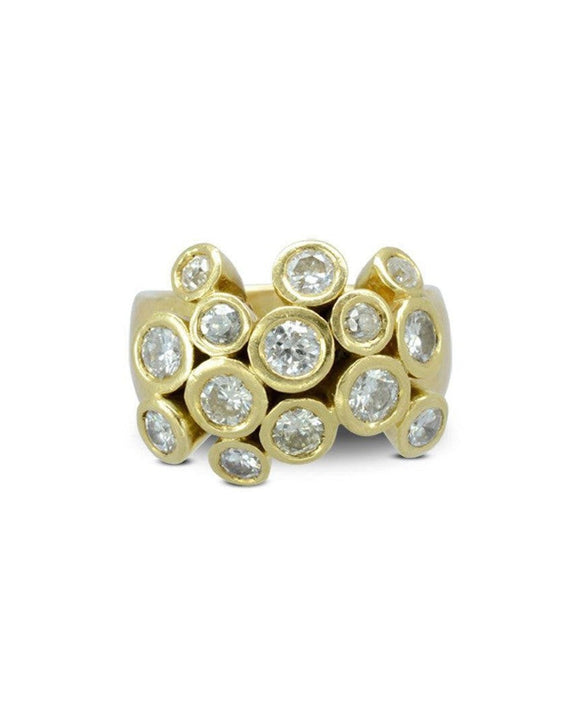 Tube 18ct Yellow Gold Diamond Cluster Ring Ring Pruden and Smith