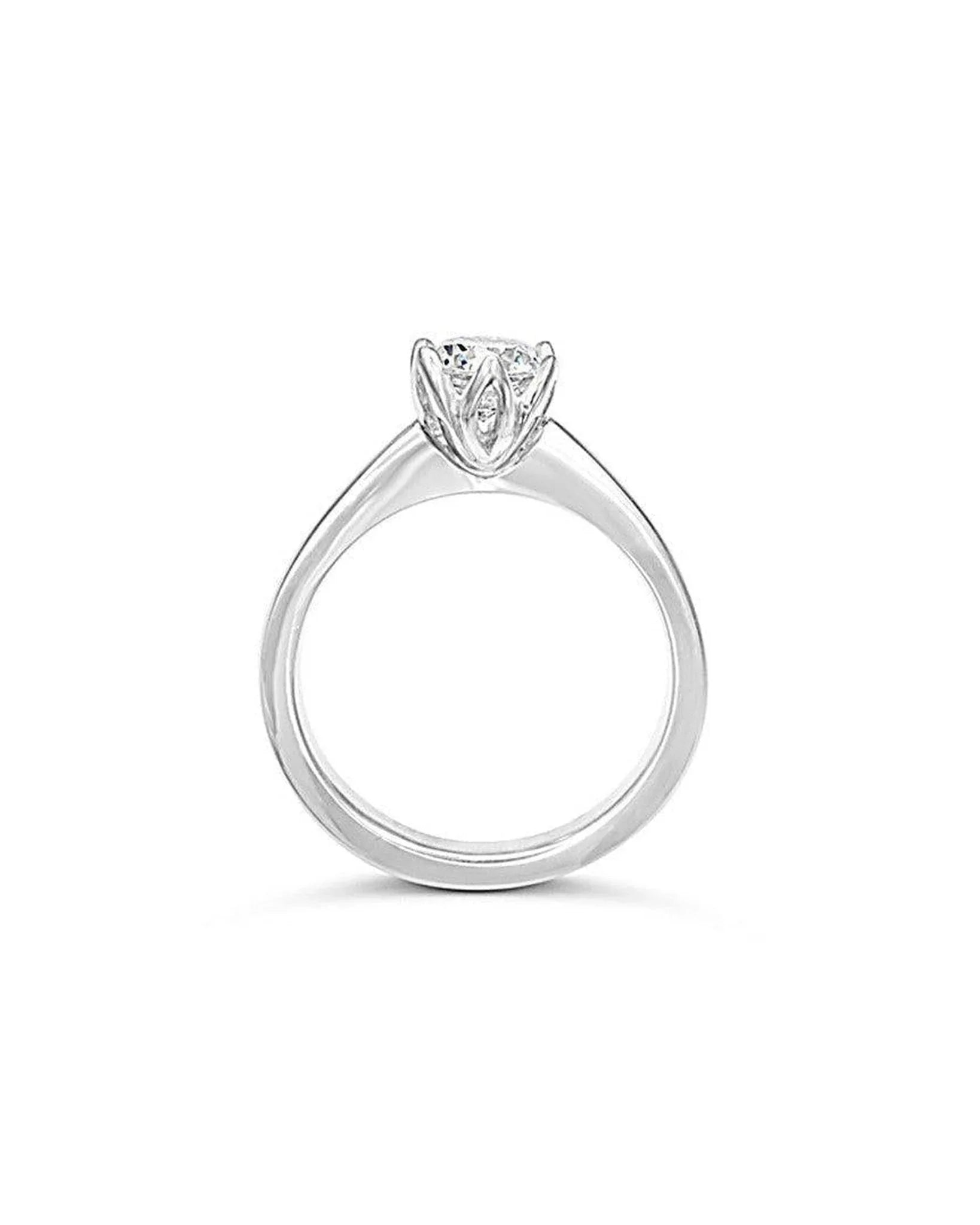 Tulip Claw Set Diamond Platinum Engagement Ring Ring Pruden and Smith