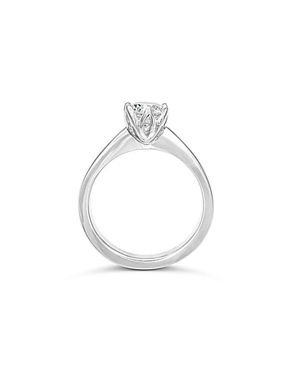 Tulip Claw Set Diamond Platinum Engagement Ring Ring Pruden and Smith
