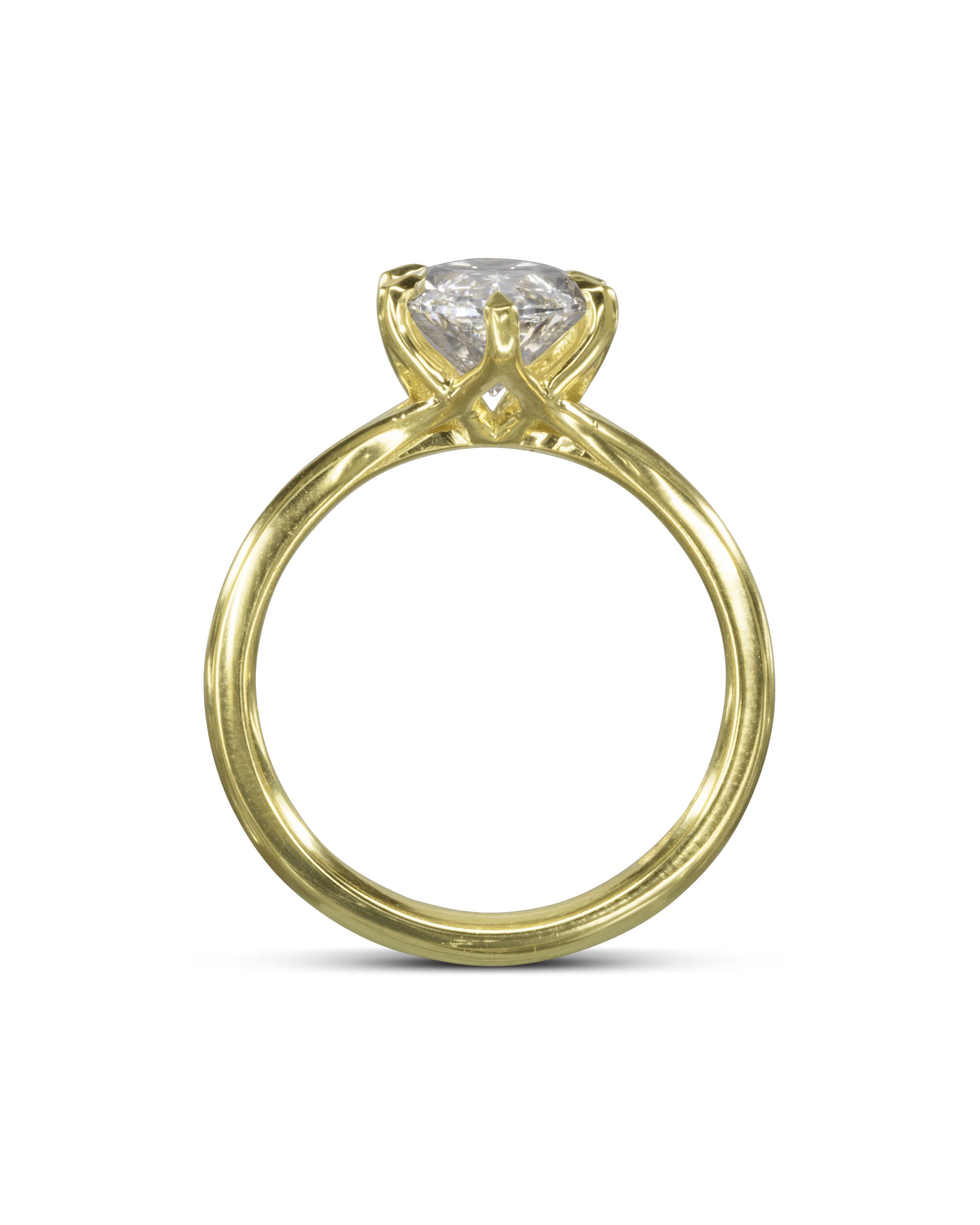 Side View Marquise Diamond Tulip Claw Engagement Ring Pruden and Smith