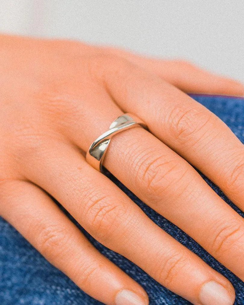 Twist Chunky Mixed Metal Wedding Band Ring Pruden and Smith