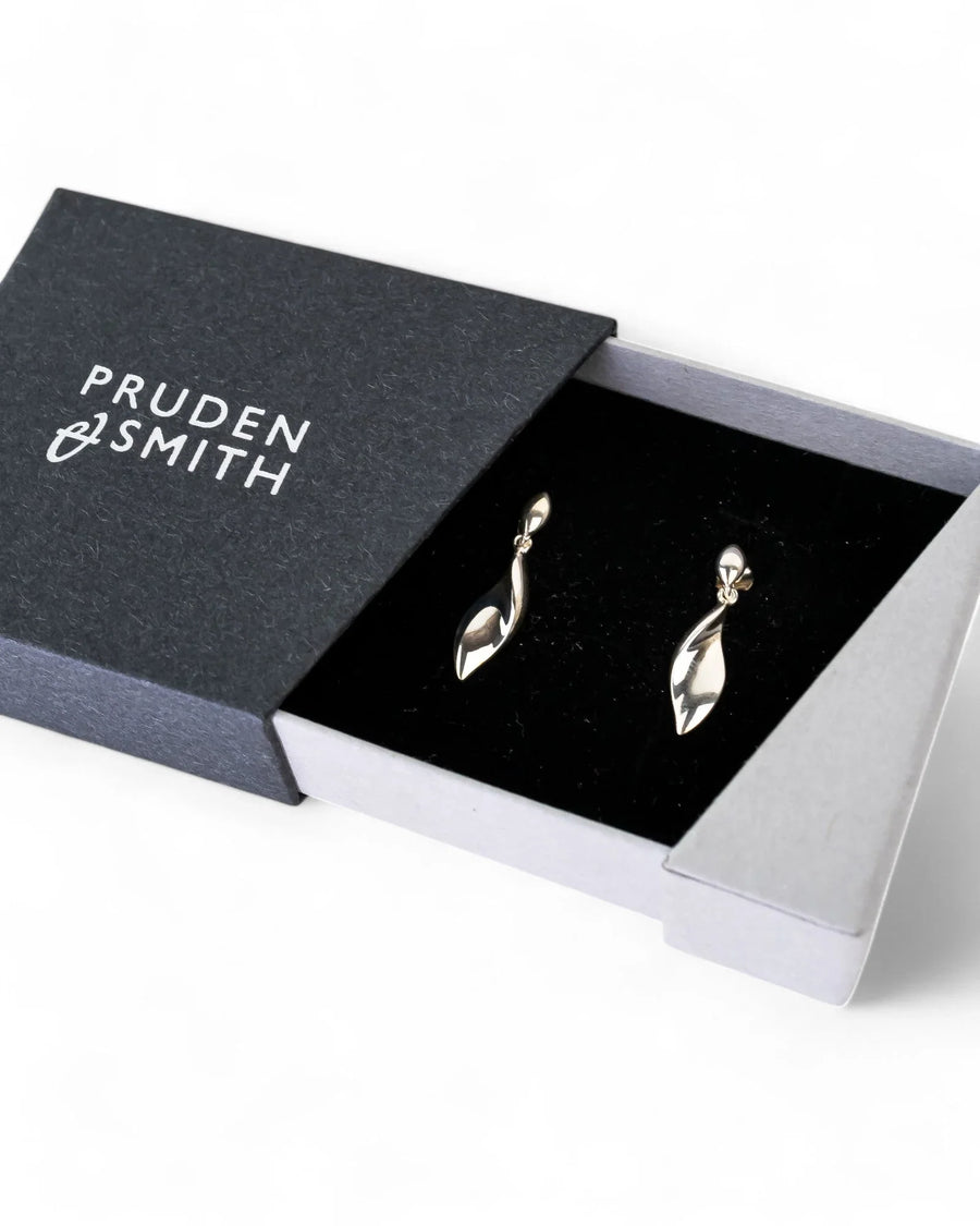 Twist Concave Silver Drop Earrings Earrings Pruden and Smith