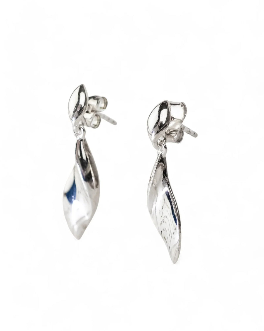 Twist Concave Silver Drop Earrings Earrings Pruden and Smith