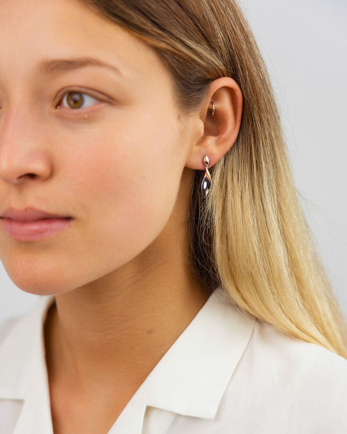 Twist Concave Silver Drop Earrings Earrings Pruden and Smith