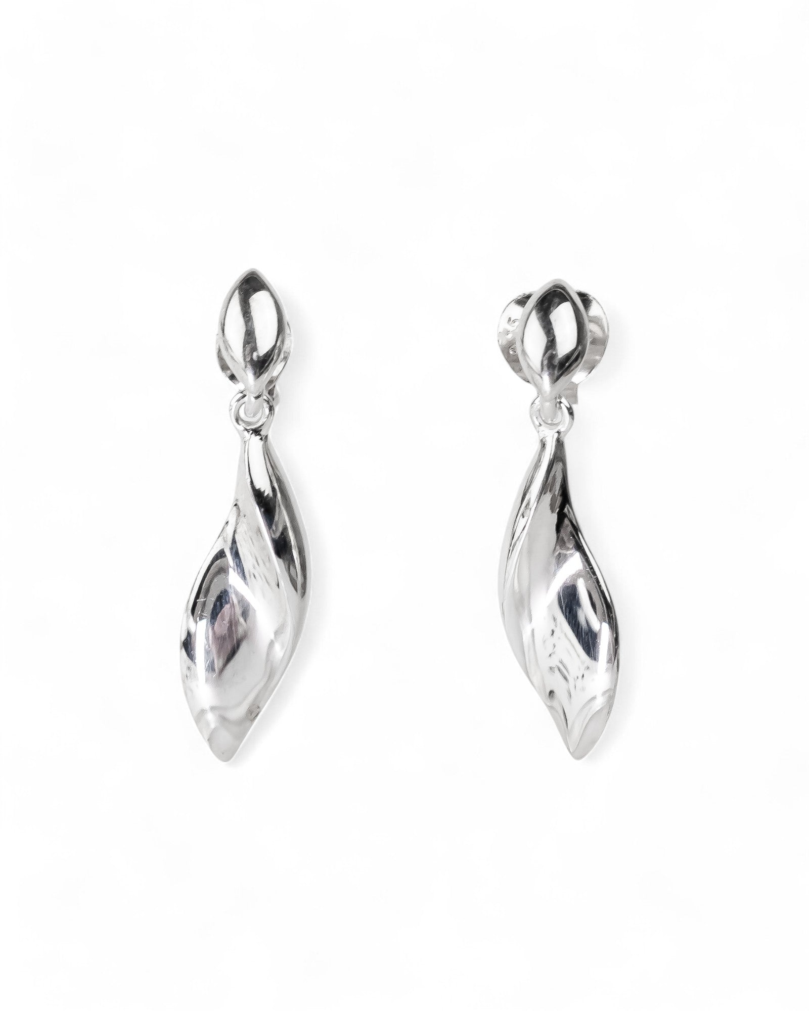 Twist Concave Silver Drop Earrings Earrings Pruden and Smith