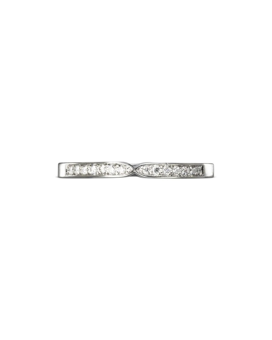 Platinum twist pavé set diamond ring.
