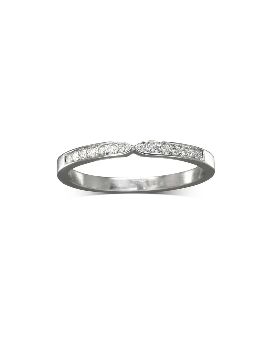 Platinum twist pavé set diamond ring.