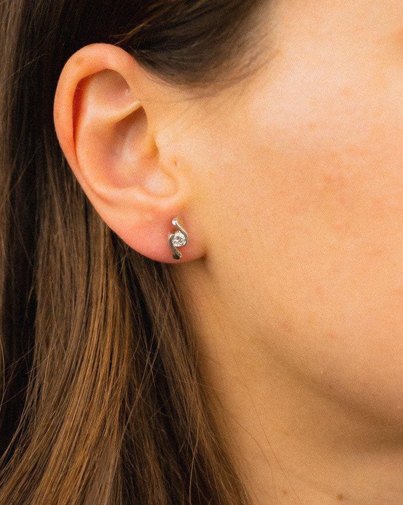 Twist Platinum and Diamond Stud Earrings Earrings Pruden and Smith