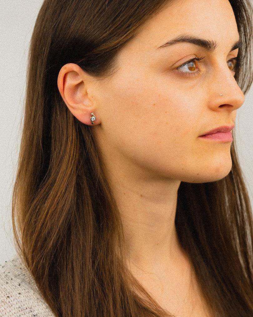 Twist Platinum and Diamond Stud Earrings Earrings Pruden and Smith