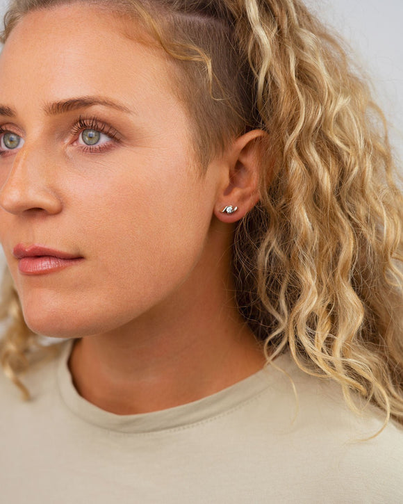 Twist Platinum and Diamond Stud Earrings Earrings Pruden and Smith