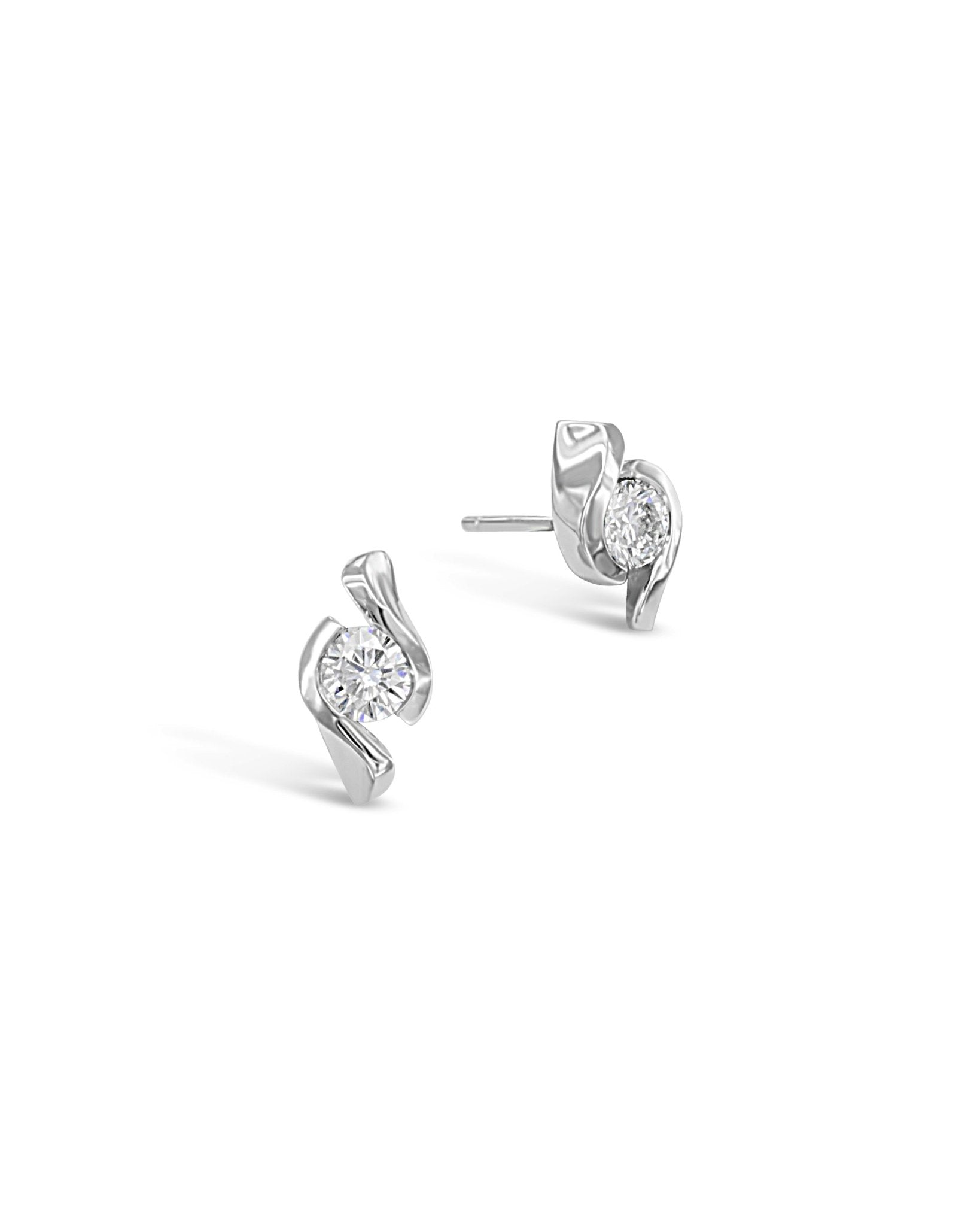 Twist Platinum and Diamond Stud Earrings Earrings Pruden and Smith