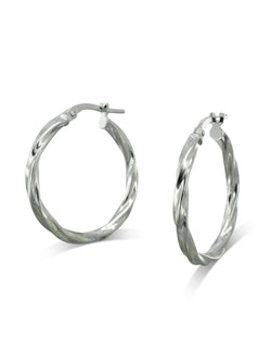 Twisted Hoop Earrings Earring Pruden and Smith Silver 15mm  