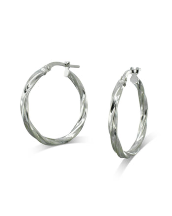 Twisted Hoop Earrings Earring Pruden and Smith Silver 15mm  